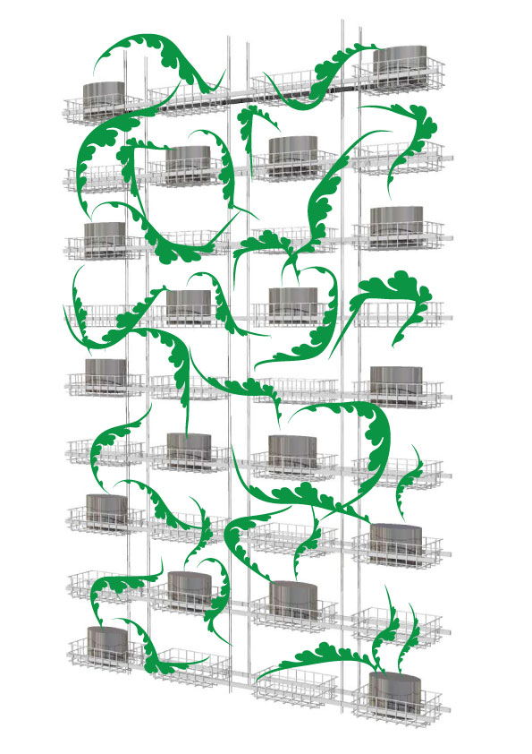 made to measuinspiratie 3D schets hangende plantenwand